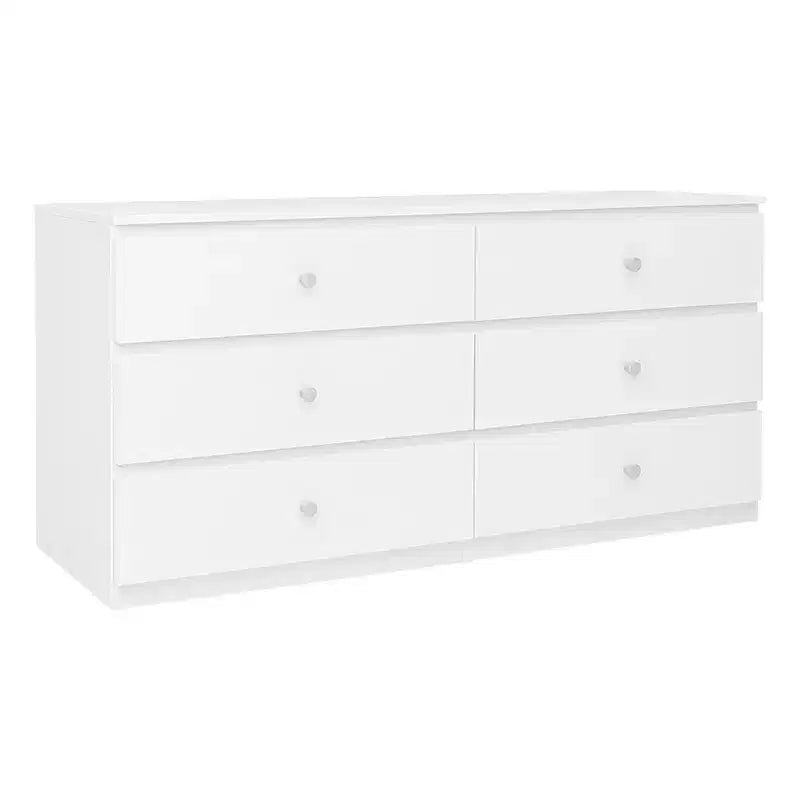 Commode 6 tiroirs de 119 cm de large, design minimaliste sans poignée pour chambre à coucher, placard ou entrée