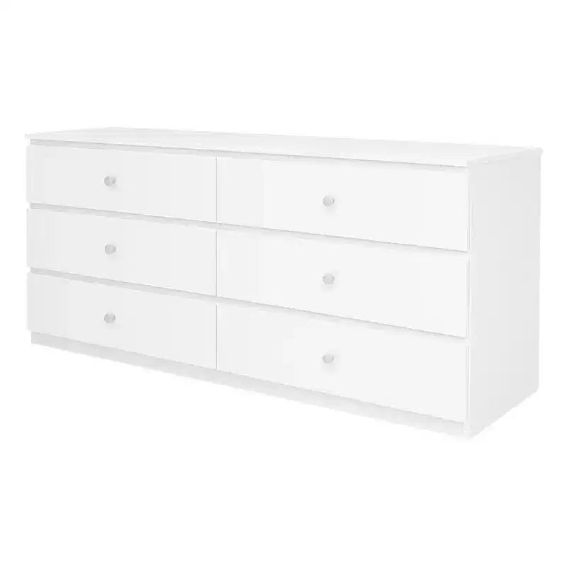 Commode 6 tiroirs de 119 cm de large, design minimaliste sans poignée pour chambre à coucher, placard ou entrée
