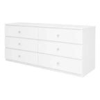 Commode 6 tiroirs de 119 cm de large, design minimaliste sans poignée pour chambre à coucher, placard ou entrée