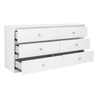 Commode 6 tiroirs de 119 cm de large, design minimaliste sans poignée pour chambre à coucher, placard ou entrée