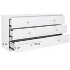 Commode 6 tiroirs de 119 cm de large, design minimaliste sans poignée pour chambre à coucher, placard ou entrée