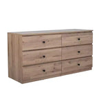 Commode 6 tiroirs de 119 cm de large, design minimaliste sans poignée pour chambre à coucher, placard ou entrée