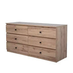 Commode 6 tiroirs de 119 cm de large, design minimaliste sans poignée pour chambre à coucher, placard ou entrée