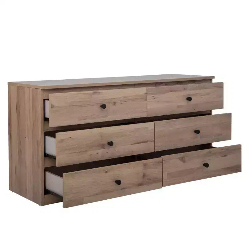 Commode 6 tiroirs de 119 cm de large, design minimaliste sans poignée pour chambre à coucher, placard ou entrée