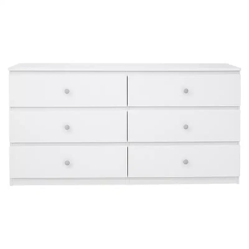 Commode 6 tiroirs de 119 cm de large, design minimaliste sans poignée pour chambre à coucher, placard ou entrée