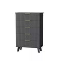 Fluted Dresser w/ Faux Marble Top & 5 Deep Drawers - 47.2 Tall Modern Curved Profile Wooden Chest for Bedroom,Kids Room, Living Room, Hallway