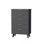 Fluted Dresser w/ Faux Marble Top & 5 Deep Drawers - 47.2 Tall Modern Curved Profile Wooden Chest for Bedroom,Kids Room, Living Room, Hallway