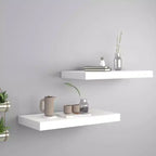 Wall Shelf Set of 2 White Honeycomb MDF, metal Medium