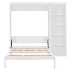 Lit mural escamotable double/grand lit avec étagères, armoire de lit escamotable peu encombrante pour chambre d'amis ou bureau à domicile