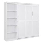 Lit mural escamotable double/grand lit avec étagères, armoire de lit escamotable peu encombrante pour chambre d'amis ou bureau à domicile