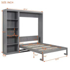 Lit mural escamotable double/grand lit avec étagères, armoire de lit escamotable peu encombrante pour chambre d'amis ou bureau à domicile