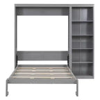 Lit mural escamotable double/grand lit avec étagères, armoire de lit escamotable peu encombrante pour chambre d'amis ou bureau à domicile
