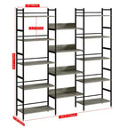 Étagère à 5 niveaux, étagère de présentation, bibliothèques industrielles avec cadre en métal, meubles bibliothèques modernes et hautes pour le bureau à domicile, la salle d'étude, le salon