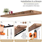Lot de 3 étagères murales flottantes Sorbus de 140 cm – pour salle de bain, décoration murale pour chambre, cuisine, salon, rangement de livres