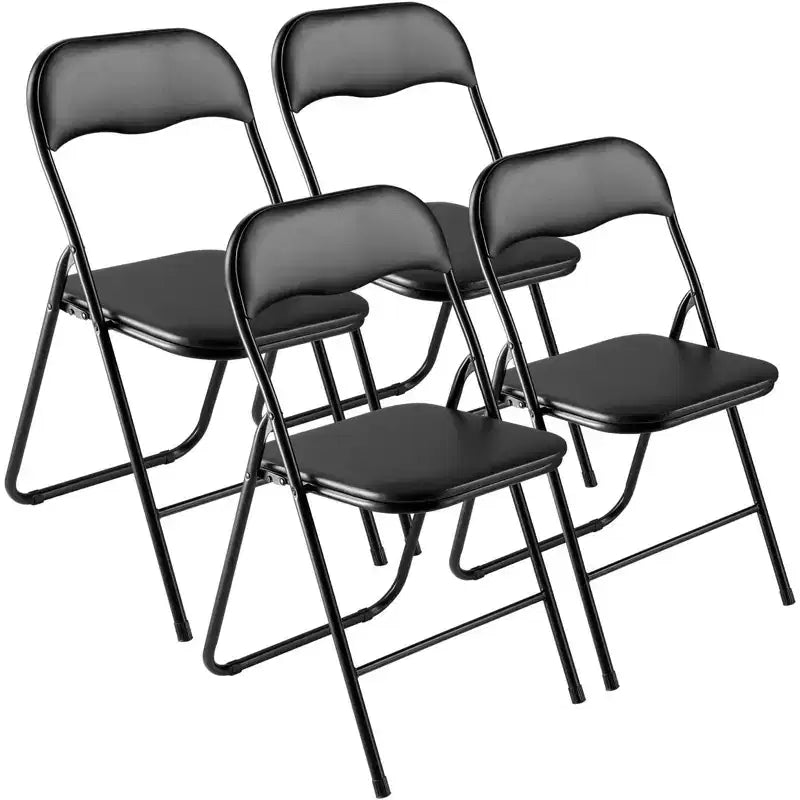 4 Pack Folding Chairs Padded PVC Leather Seats with Heavy Duty Metal Frame