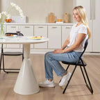 Lot de 4 chaises pliantes rembourrées en cuir PVC avec cadre métallique robuste