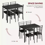 Ensemble de 5 chaises de salle à manger avec table de cuisine, structure en métal et plateau en bois, table à dîner carrée, montage facile, pour la maison