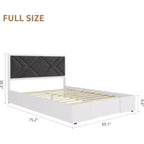 Cadre de lit en bois COZONY avec tête de lit rembourrée, lattes en bois solides, pas besoin de sommier tapissier