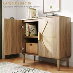 Meuble de rangement GustoWave avec 2 portes décorées en rotin, buffet, meuble d'appoint pour salon, salle à manger, entrée