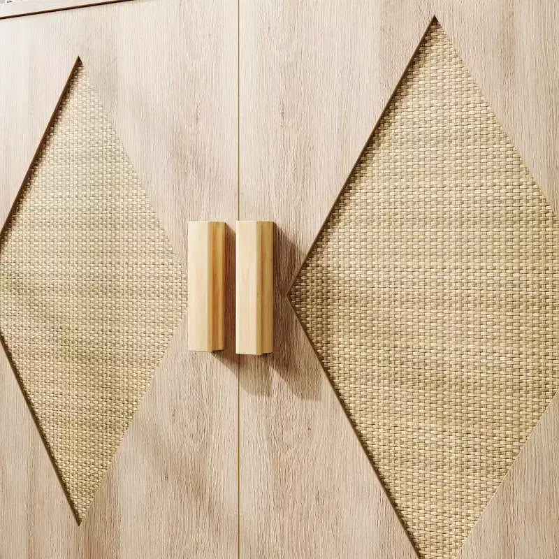 Meuble de rangement GustoWave avec 2 portes décorées en rotin, buffet, meuble d'appoint pour salon, salle à manger, entrée