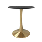 Table à manger ronde LeisureMod Bristol 24, dessus en MDF moderne et table d'appoint à piédestal doré pour café ou salle à manger