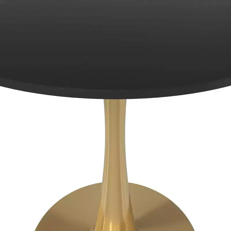 Table à manger ronde LeisureMod Bristol 24, dessus en MDF moderne et table d'appoint à piédestal doré pour café ou salle à manger