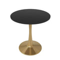LeisureMod Bristol 24 Round Dining Table, Modern MDF Top & Gold Pedestal Base Accent Table for Caf or Dining Room