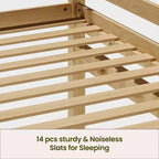 Lit mezzanine bas Bellemave pour enfants - Convertisssable en lit superposé, cadre en bois massif moderne avec éclairage LED, chêne.