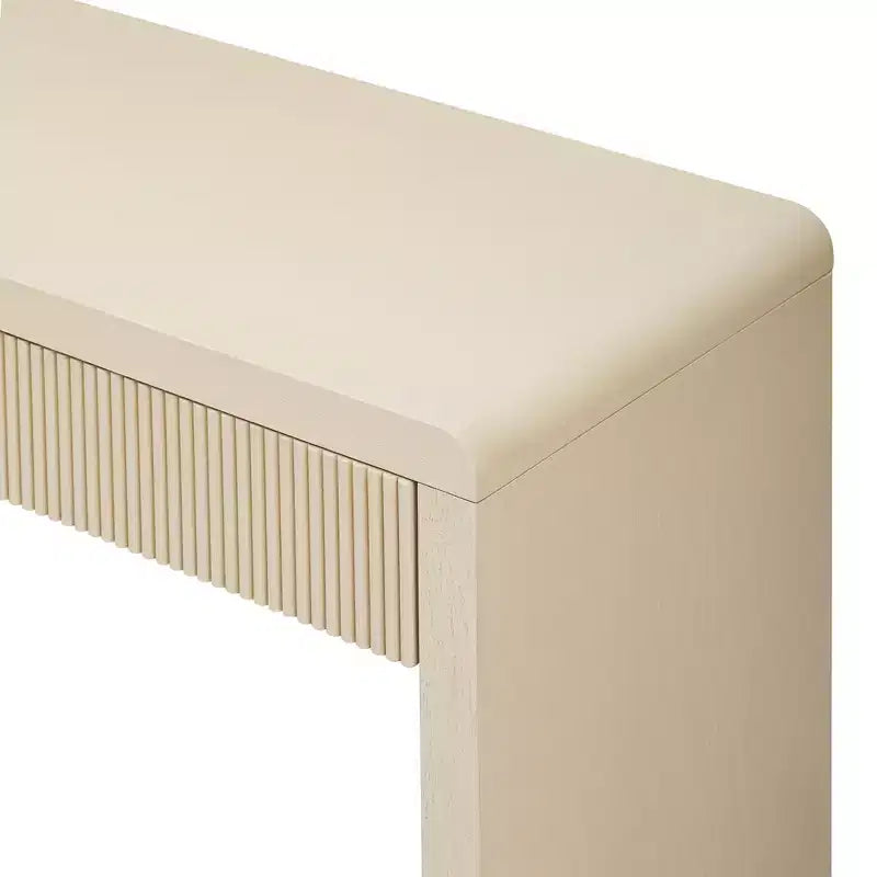 Table console rustique Luxystar avec 3 tiroirs cannelés, placage en bois massif et grain de bois naturel pour salon, couloir