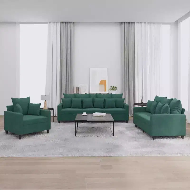 vidaXL Ensemble canapé avec coussins Canapé fauteuil pour salon 3 pièces Velours