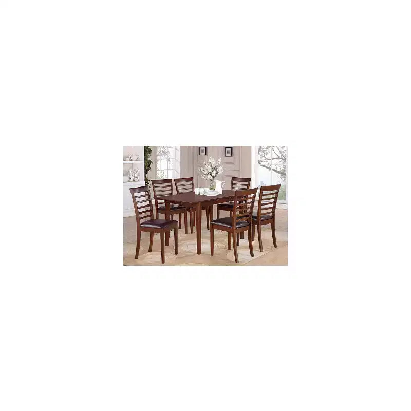 Ensemble de salle à manger chic 7 pièces - Table rectangulaire avec rallonge et 6 chaises de salle à manger - 81x152 cm