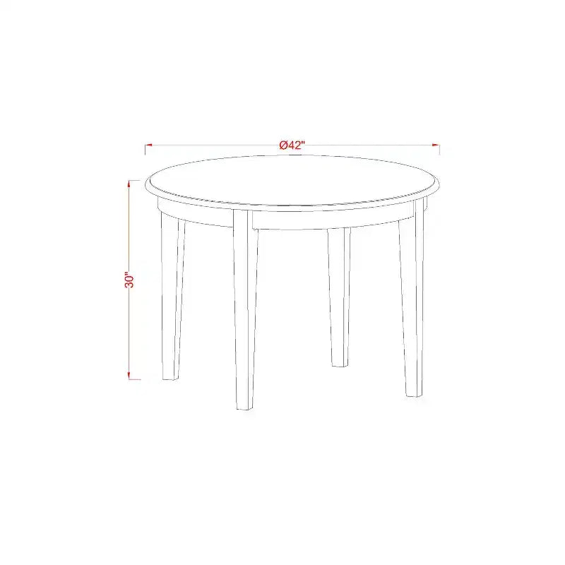 Table à manger HomeStock ronde 5 pièces en bois massif finition cappuccino avec 4 chaises