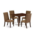 HomeStock 5-Pc Mahogany Finish Solid Wood Top - Rectangular Dining Room Set with Dropleaf - Seats 4
