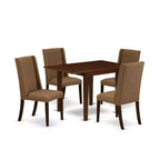 HomeStock 5-Pc Mahogany Finish Solid Wood Top - Rectangular Dining Room Set with Dropleaf - Seats 4