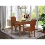 Ensemble de salle à manger rectangulaire - Table 3 pièces avec rallonge papillon et 2 chaises Parsons - Similicuir marron