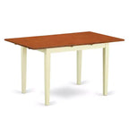 HomeStock Ensemble de salle à manger 3 pièces en lin, finition blanc, plateau rectangulaire en bois massif