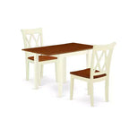HomeStock 3-Piece Buttermilk and Cherry Finish Solid Wood Top Dining Table Set