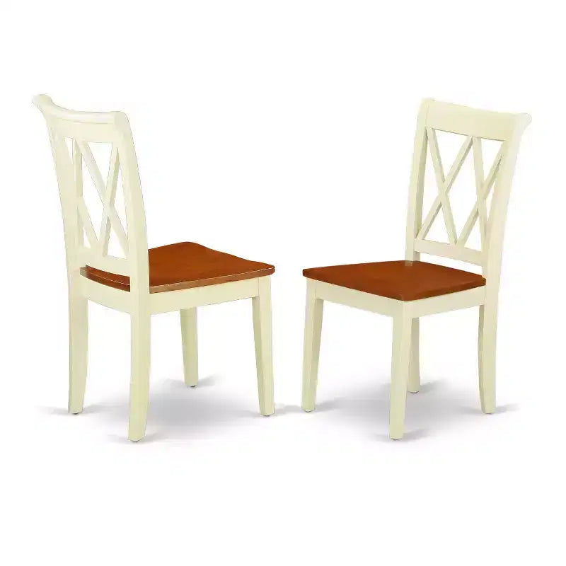 Ensemble de table à manger HomeStock 3 pièces, dessus en bois massif, finition crème et cerisier