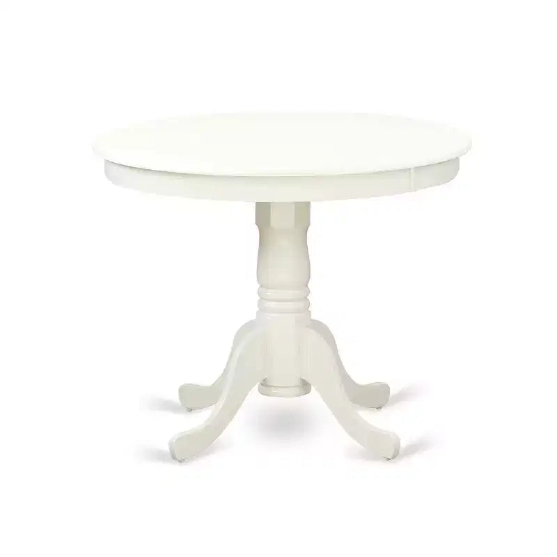 Ensemble de salle à manger bohème 5 pièces - Table ronde et 4 chaises Parsons - 91 cm - Blanc lin