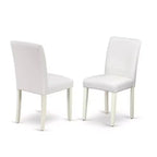 Ensemble de salle à manger bohème 5 pièces - Table ronde et 4 chaises Parsons - 91 cm - Blanc lin