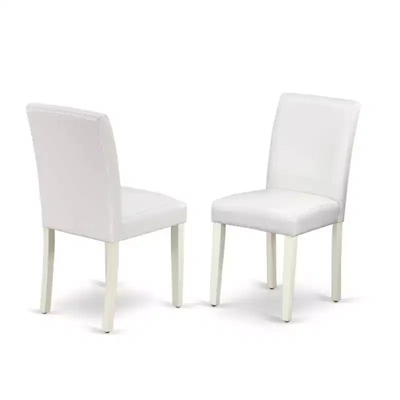 Ensemble de salle à manger bohème 5 pièces - Table ronde et 4 chaises Parsons - 91 cm - Blanc lin