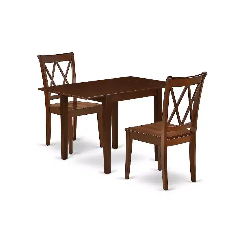 HomeStock 3-Piece Mahogany Finish Solid Wood Top Dining Table Set