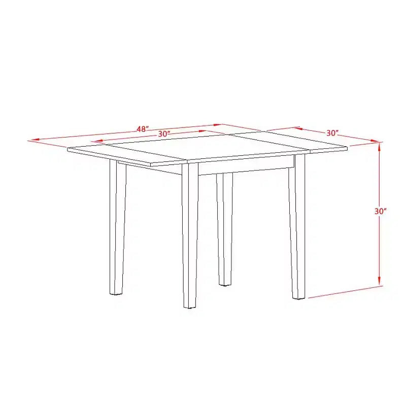 Ensemble de table à manger HomeStock 3 pièces, plateau en bois massif finition acajou