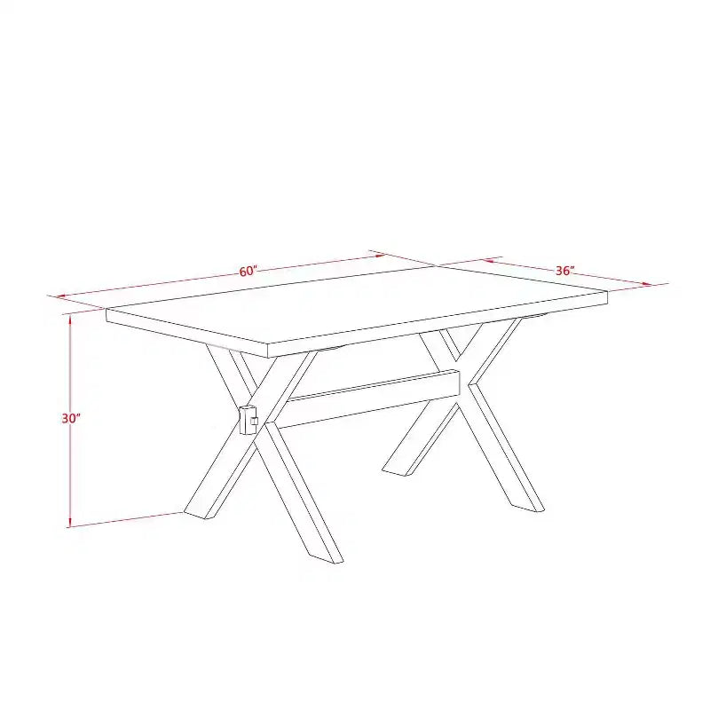 Table à manger 3 pièces HomeStock avec plateau en bois massif finition jacobéenne vieillie et 2 bancs