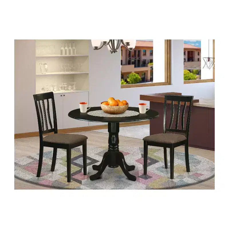 Ensemble de salle à manger - Table ronde avec 2 chaises en bois - Meubles de salle à manger modernes
