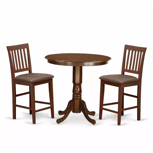 3-Piece Mahogany Finish Solid Wood Top - Dining Room Set - Seats 4