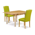 HomeStock 3-Piece Natural Brown Oak Finish Rectangular Solid Wood Top with Dropleaf Dining Table Set