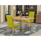 Ensemble de salle à manger HomeStock 3 pièces en chêne naturel marron avec plateau rectangulaire en bois massif et abattants