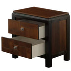 Table de chevet Royal Hampton 28 po fabriquée à la main, 2 tiroirs, motif de bois élégant, poignées carrées, brun noyer