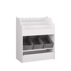 Étagère à livres pour enfants avec 3 bacs de rangement en tissu et tiroir, organisateur de jouets pour tout-petings, bibliothèque, blanc - ModernLuxe